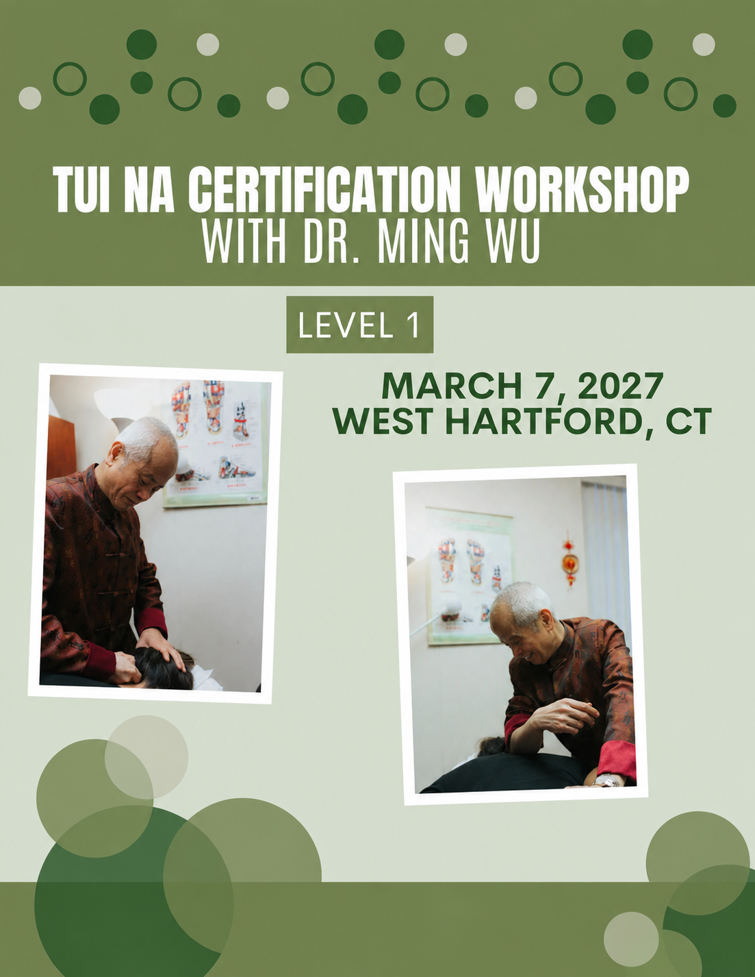 Tui Na Level 1 Workshop (March 7th, 2027) with Dr. Wu