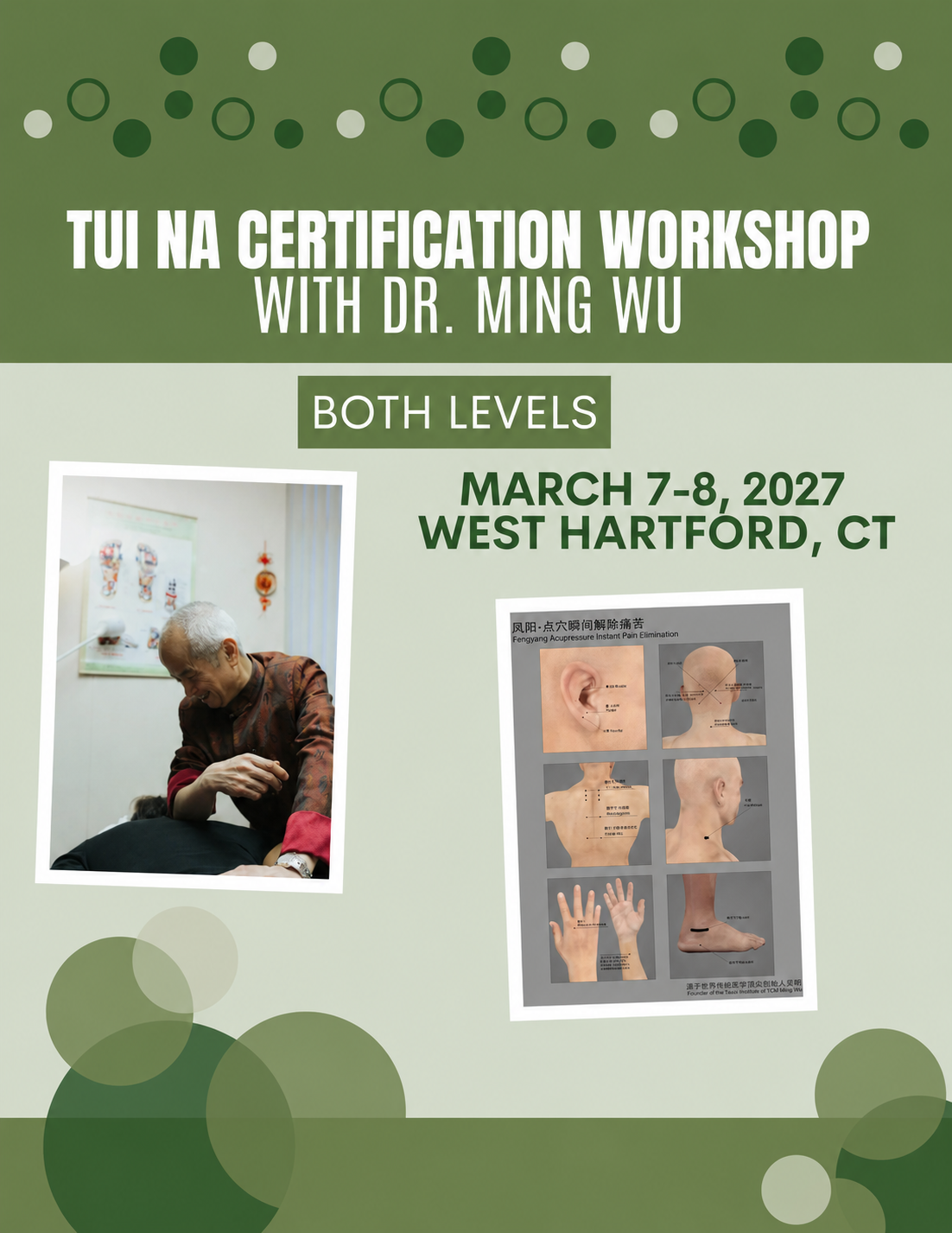 Tui Na Certification Workshop (March 7-8, 2027) with Dr. Wu (In Person)