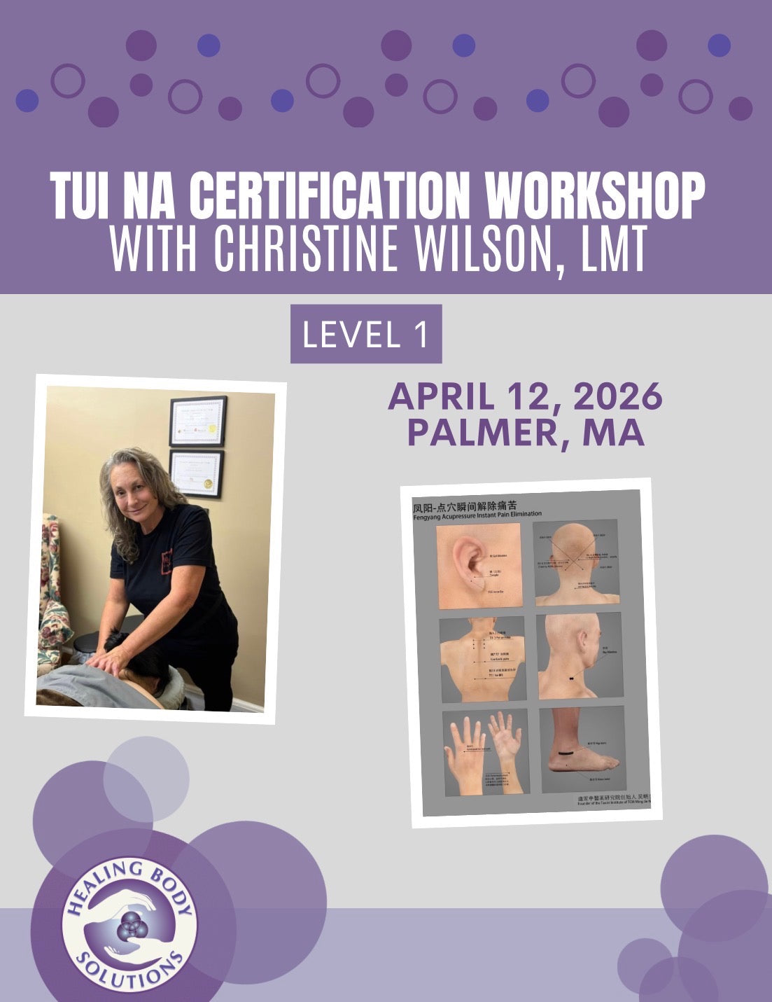 Tui Na Level 1 Workshop (April 12th, 2026) with Christine Wilson