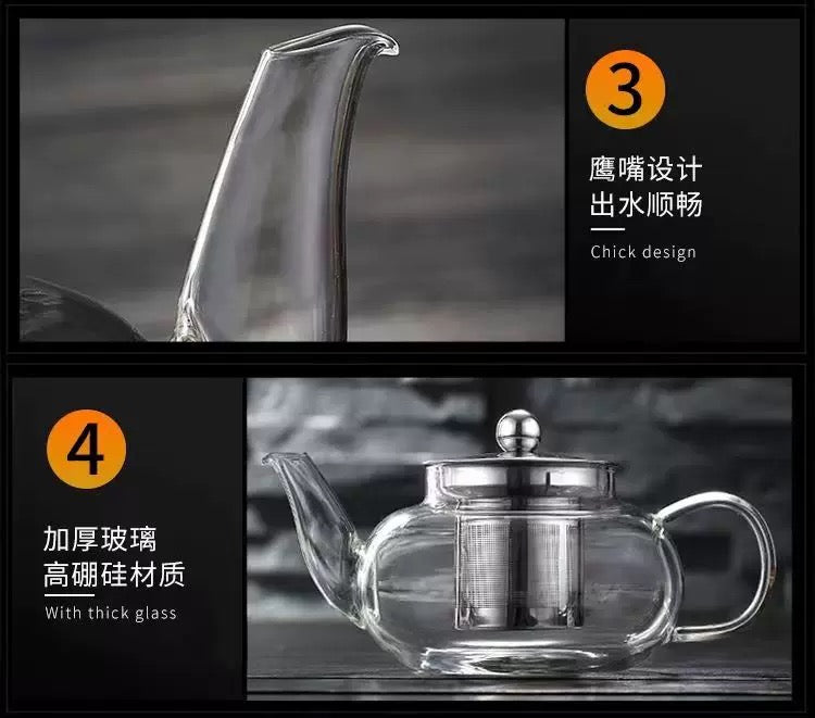 High Borosilicate Glass Teapot – Heat-Resistant, High-Temperature Safe, Large Capacity Tea Kettle for Brewing, Boiling, and Herbal Flower Tea