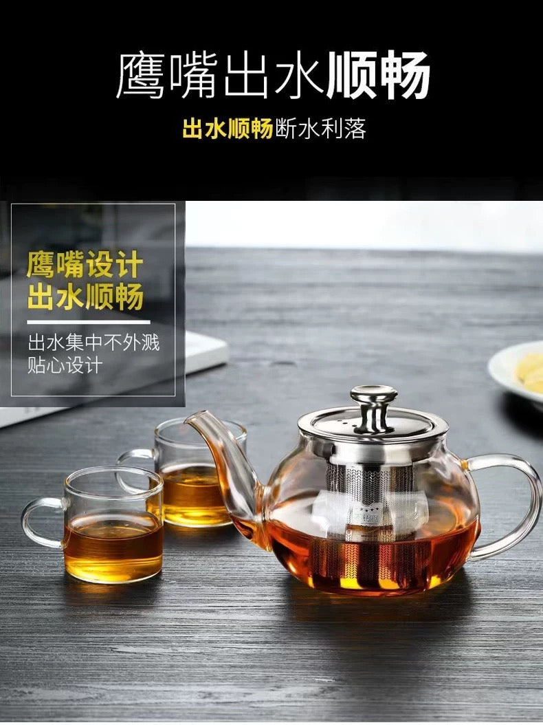 High Borosilicate Glass Teapot – Heat-Resistant, High-Temperature Safe, Large Capacity Tea Kettle for Brewing, Boiling, and Herbal Flower Tea