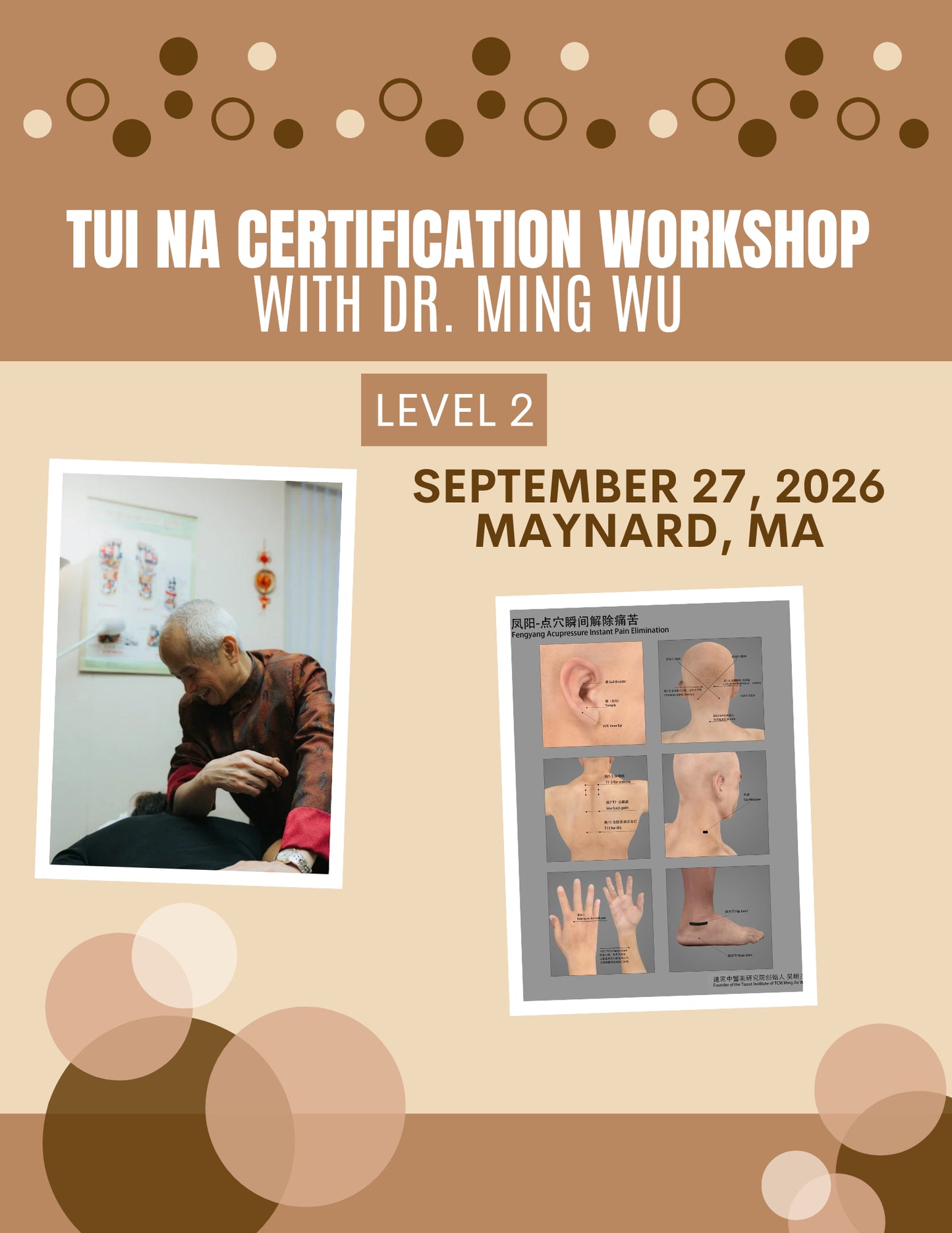 Tui Na Level 2 Workshop (September 27th, 2026) with Dr. Wu